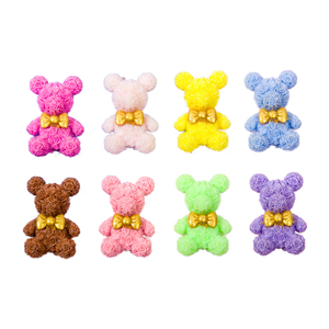 <span class=keywords><strong>Kawaii</strong></span> roosbloembeer harscharms met gouden glitter strik voor DIY crèmelijm en telefoonhoesdecoratie - Product Image 6