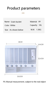 Organiseur <span class=keywords><strong>de</strong></span> rangement <span class=keywords><strong>de</strong></span> <span class=keywords><strong>cuisine</strong></span> en plastique à 6 compartiments rotatifs avec couvercle-distributeur pour aliments secs et riz - Product Image 2