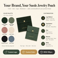 Kantong Amplop Kecil Berbahan Suede Mikrofiber Hijau Tua dengan Logo Kustom, Tas Kemasan Perhiasan Cincin Anting Mewah Grosir OEM