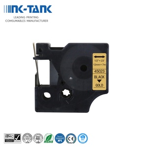 Cinta de Etiquetas Compatible Premium INK-TANK 45023 45024 Negra sobre Dorado para Impresora <span class=keywords><strong>DYMO</strong></span> D1 <span class=keywords><strong>Labelmanager</strong></span> <span class=keywords><strong>280</strong></span> - Product Image 1