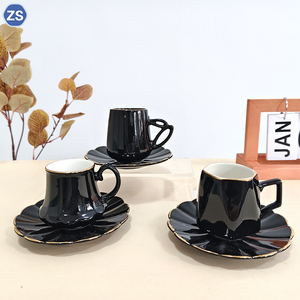 Set <span class=keywords><strong>tazza</strong></span> e piattino stile europeo con Design Vintage dorato bianco nero in ceramica piccola <span class=keywords><strong>tazza</strong></span> e piattino per caffè - Product Image 3