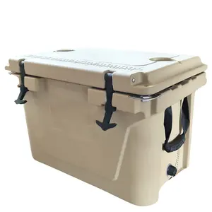 50 Quart Harter Kühler, Rotationsform isolierte tragbare Eistruhe Kühlbox für Strand Picknick Campingboot