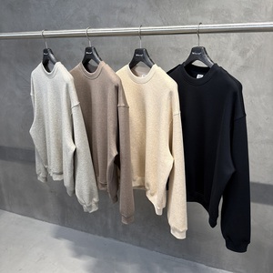 Sudadera Oversize de Cuello Redondo para Hombre, Gris, Ajuste Relajado, Cuello Acanalado, Estilo Minimalista, Casual, Streetwear, Loungewear, Felpa - Product Image 3