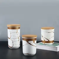 Luxury Marble Coffee Tea Sugar White Ceramic Kitchen Storage Jar Wholesale Kitchen Canister Sets for Kitchen Counter