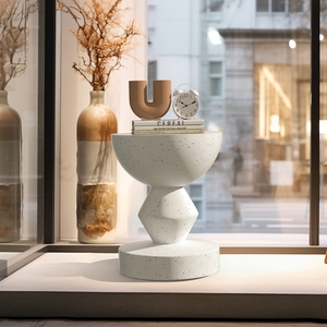 <span class=keywords><strong>Tavolino</strong></span> da Esterno: <span class=keywords><strong>Tavolino</strong></span> Laterale Contemporaneo in Cemento Leggero dalla Forma Unica, <span class=keywords><strong>Comodino</strong></span> per Lampada da Tavolo, Supporto per Piante - Product Image 5