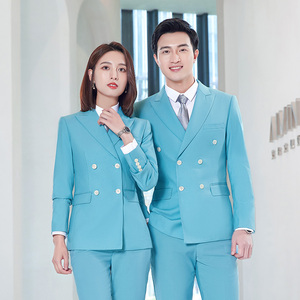 Costume d'affaires gris à double boutonnage personnalisé pour hommes femmes bijoux immobiliers vêtements de travailleurs automne hiver costume trempé - Product Image 4