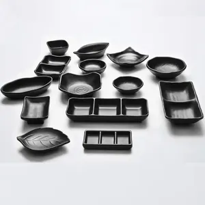 Dishes Black Melamine Food Grade Korean Style Melamine Soy Sauce Dish Black Matte Dishes Sushi Sauce Dish