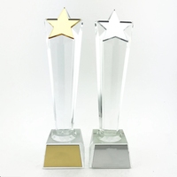 Hypercrafts Cadeau souvenir de haute qualité Trophée en verre de cristal personnalisé avec trophée en verre étoile en métal Awards