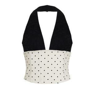 Chaleco de cintura con cuello halter y encaje con bloques de color y lunares, superventas de verano para mujer |   Moda al por Mayor de Tendencia - Product Image 6