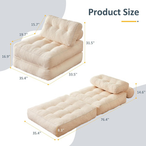 Nối Dài Châu Âu nhung Bìa một chỗ ngồi sofa giường có thể gập lại rộng rãi lật mở <span class=keywords><strong>futon</strong></span> cho phòng ngủ của khách nệm - Product Image 5