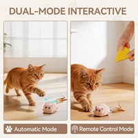 Jouet pour chat télécommandé AFP avec queue en plumes, souris interactive automatique à mouvement 4 directions pour l'exercice des chats en intérieur