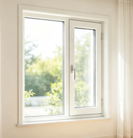 Ventanas Abatibles de PVC con Doble Acristalamiento, Diseño Moderno Chino, para Cocina y Escuela, Resistentes al Viento y al Sonido