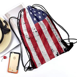 Independence Day Polyester Drawstring Backpack Hot-Selling Sportpack for Holidays Knapsac Patriotism