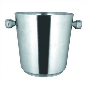 Metal Champagne Bucket Bucket with Handles Steel Wine Chiller STAINLESS STEEL DOUBLE WALL WINE BUCKET - Product Image 1