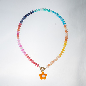 Collier d'été fait main Dopamine, pendentif perlé coloré en acier inoxydable plaqué or, recommandé par les blogueuses - Product Image 6