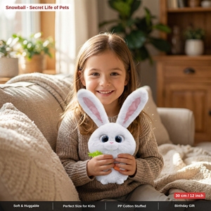Conejo de Peluche Ultra Suave Snowball, Juguete de Peluche de 30 cm y 0.2 kg, Orejas Flexibles con Alambre, Muñeco de Algodón PP Suave para Niños, Regalo - Product Image 6