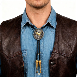 Collier Polo MY HQBL en Alliage Métallique Tête et Sabots de Cheval avec Cordon en <span class=keywords><strong>Cuir</strong></span>, Écologique, Style Décontracté et Tendance, Logo Personnalisable - Product Image 1