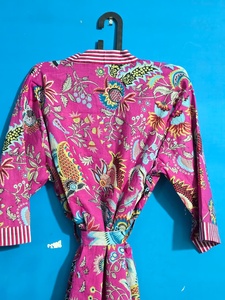 Bata Kimono de Algodón con Cuello en V y Estampado Floral para Mujer, Hecha a Mano en India, Bata de Verano Suave y Transpirable, Ropa de Dormir Elegante, Vestido de Dama de Honor - Product Image 5