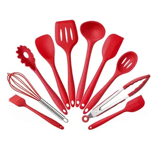 Cuillère à soupe en silicone antiadhésive, spatule, ustensiles de cuisine, lot de 10 pièces