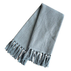 Serviette de cuisine en coton de style nordique, rectangulaire, couleur unie avec pompon, gris, blanc cassé, café, lavable en machine - Product Image 1