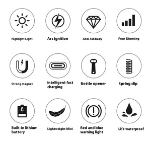 Briquet torche <span class=keywords><strong>LED</strong></span> sans flamme étanche pour l'extérieur, coupe-vent à double arc avec recharge USB, corps en ABS, indice de protection IP65 - pour la survie et le fumage - Product Image 5
