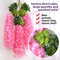 Vente directe usine : Fleurs artificielles de glycine à arrangement dense, fausses fleurs de haricot, décorations de mariage, accents suspendus au plafond