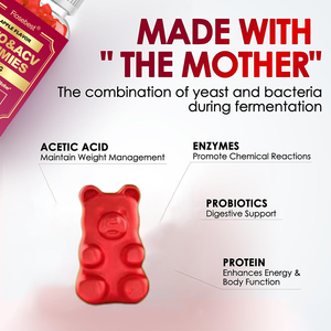 מחיר סיטונאי של Rosebest, גומי חומץ תפוחים אורגני וטבעוני 1500 מיליגרם, גומי ACV קטוגני להרזיה - Product Image 2