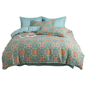 Prezzo a buon mercato caldo 100% cotone sabbiato stampato modello morbido Premium lenzuola Set biancheria da letto - Product Image 1