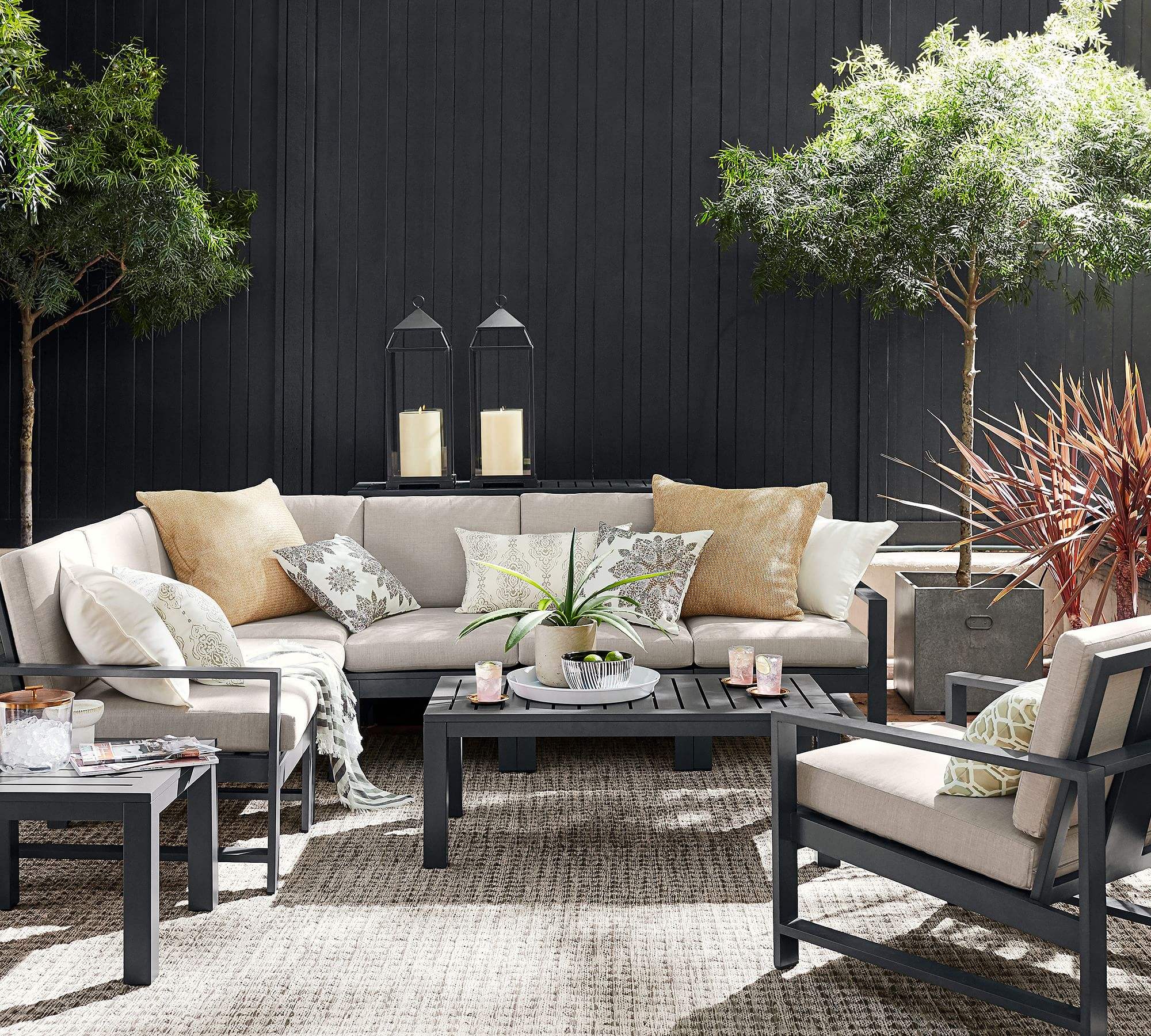 Manufacturer Durable Modern Factory Garden Outside Outdoor Nordic Patio Alum Aluminium Furniture Fabric Sofa for Home Yard