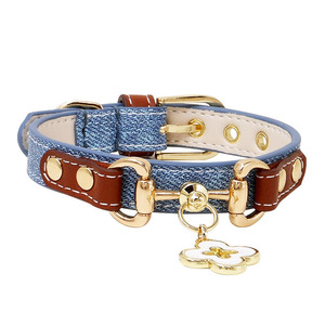 Zenos Elegant Cow Leather Soft Durable Pet Collar for Small <b>Dogs</b> and Cats - Product Image 2
