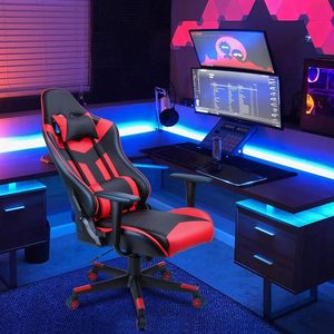 Silla Gamer Giratoria Roja Más Vendida, Silla de Oficina para Videojuegos, Soporta 400 Libras, Silla para Adultos con Respaldo Alto y Reposapiés - Product Image 3