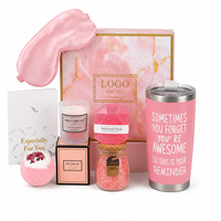 Coffret Cadeau de Spa Personnalisé Exquis et Écologique avec Impression UV : Masque de Nuit en Soie, Gobelet, Bombe de Bain et Bougie Parfumée pour les Fêtes