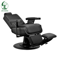 Fauteuil de Barbier Européen Jincheng Nouveau Design Noir Taakala Luxe Moderne Cuir Base Chromée Pliable pour Salon de Coiffure