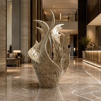 Sculpture abstraite en acier inoxydable poli en forme de flamme, grande œuvre d'art pour jardin extérieur, sculpture métallique personnalisée, couleur personnalisée, monument