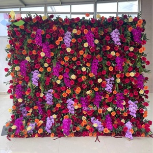 Tấm nền hoa giả 3D cuộn tròn F239, hoa hồng lụa nhân tạo, màu hồng, dùng làm phông nền đám cưới, trang trí nhà cửa, salon - Product Image 5