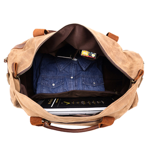 Bolso bandolera <span class=keywords><strong>de</strong></span> lona vintage MOQ bajo personalizado al por mayor, bolso <span class=keywords><strong>de</strong></span> hombro con ribete <span class=keywords><strong>de</strong></span> piel auténtica, bolsas <span class=keywords><strong>de</strong></span> viaje <span class=keywords><strong>de</strong></span> lona <span class=keywords><strong>de</strong></span> fin <span class=keywords><strong>de</strong></span> <span class=keywords><strong>semana</strong></span> para hombre - Product Image 6
