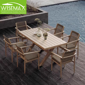 WISEMAX FURNITURE Hot Sale Outdoor Furniture Waterproof <strong>Teak</strong> Wood Patio <strong>Dining</strong> <strong>Table</strong> and Chairs Set Restaurant Chair for Garden - Product Image 1
