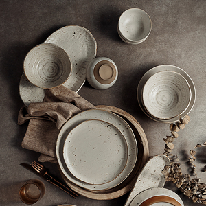 En stock Bol en porcelaine nordique design moucheté Vaisselles Ensemble de bols en céramique larges et peu profonds pour salade, soupe et légumes pour restaurant - Product Image 6