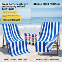 Striped Microfiber Custom Beach Towel Summer Use Highly Absorbent Quick-drying Large Size 80x160cm Bath & Camping Use
