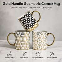 Toppik — tasses à café en céramique avec poignée dorée, personnalisées, de luxe, réutilisables, arabes