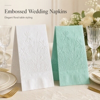 Serviettes en papier gaufrées motif fleurs sauvages pour buffet, serviettes d'invité pour mariage, douche nuptiale, fournitures de fête et décoration