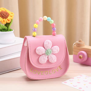 Детская модная сумка через плечо из искусственной кожи с пуговицами, милым розовым цветочным узором и жемчугом, водонепроницаемая, оптом - Product Image 4