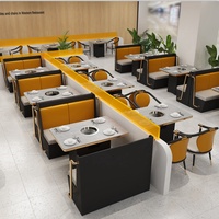 Set kursi meja prasmanan komersial luar ruangan kustom Modern untuk restoran bahan kayu marmer kaca furnitur restoran kustom
