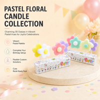 Lilin ulang tahun tanpa asap buatan tangan pemegang grosir dengan pembuka bunga dalam kue untuk pesta perayaan Tahun Baru & Paskah