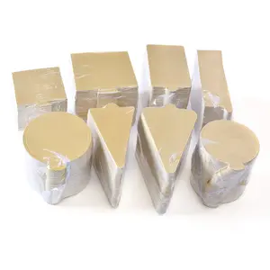 Best-selling grease proof 100pcs mini paper gold cupcake board mousse pastry 12*6.5cm triangle square shape display mini tray