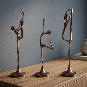 Modern Aluminium <b>Figurative</b> Sculptures Set 2 Handmade Eco-Friendly Durable Artistic Tabletop Decor for Living Room Home - Product Image 2