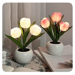 Desk Light Romantic Home Decor Rechargeable 5V Battery Lamp Bedroom 2026 New LED <strong>Tulip</strong> <strong>Table</strong> Bedside Night Simulation Flower 32 - Product Image 2
