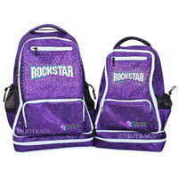 Sac à dos bleu foncé personnalisé avec logo et strass pour les filles de cheerleading et de danse, magnifiques sacs bleu nuit