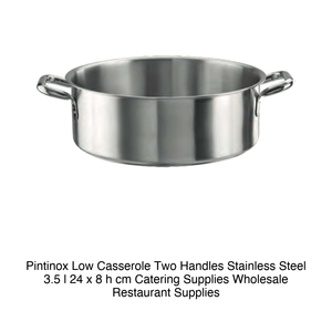 Shallow Stainless Steel Casserole <b>Pot</b> Ø 24 cm H 8 cm, 3.5 L Pintinox - Product Image 2