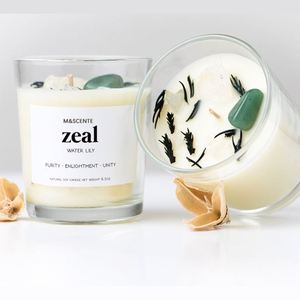 Bougie en cire de soja M&SCENTE Avail à l'eucalyptus et à la menthe avec fleurs séchées et cristaux - Product Image 3